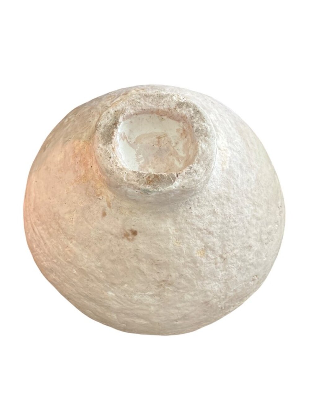 Vtg Paper Mache Footed Bowl  Handmade Rustic Off White Decorative Piece Catch Al - Picture 5 of 7